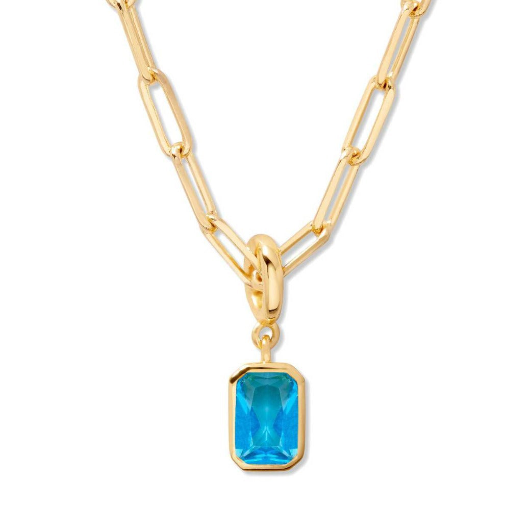 Wholesale Titanium Steel 18K Gold Plated Teardrop Pendant Necklace Snake Bone Chain Birthstone Fashion Accessory For Party Gift