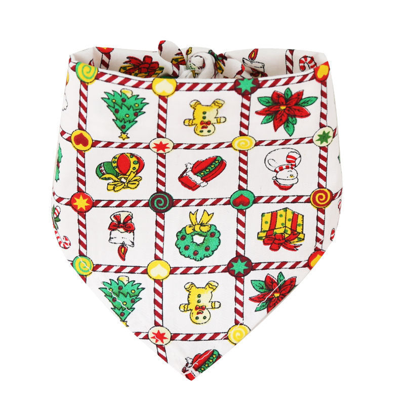 Wholesale Pet Large and Medium Dogs Dogs Cats Christmas Cotton Print Dress Triangular Bibs Decorative Bibs