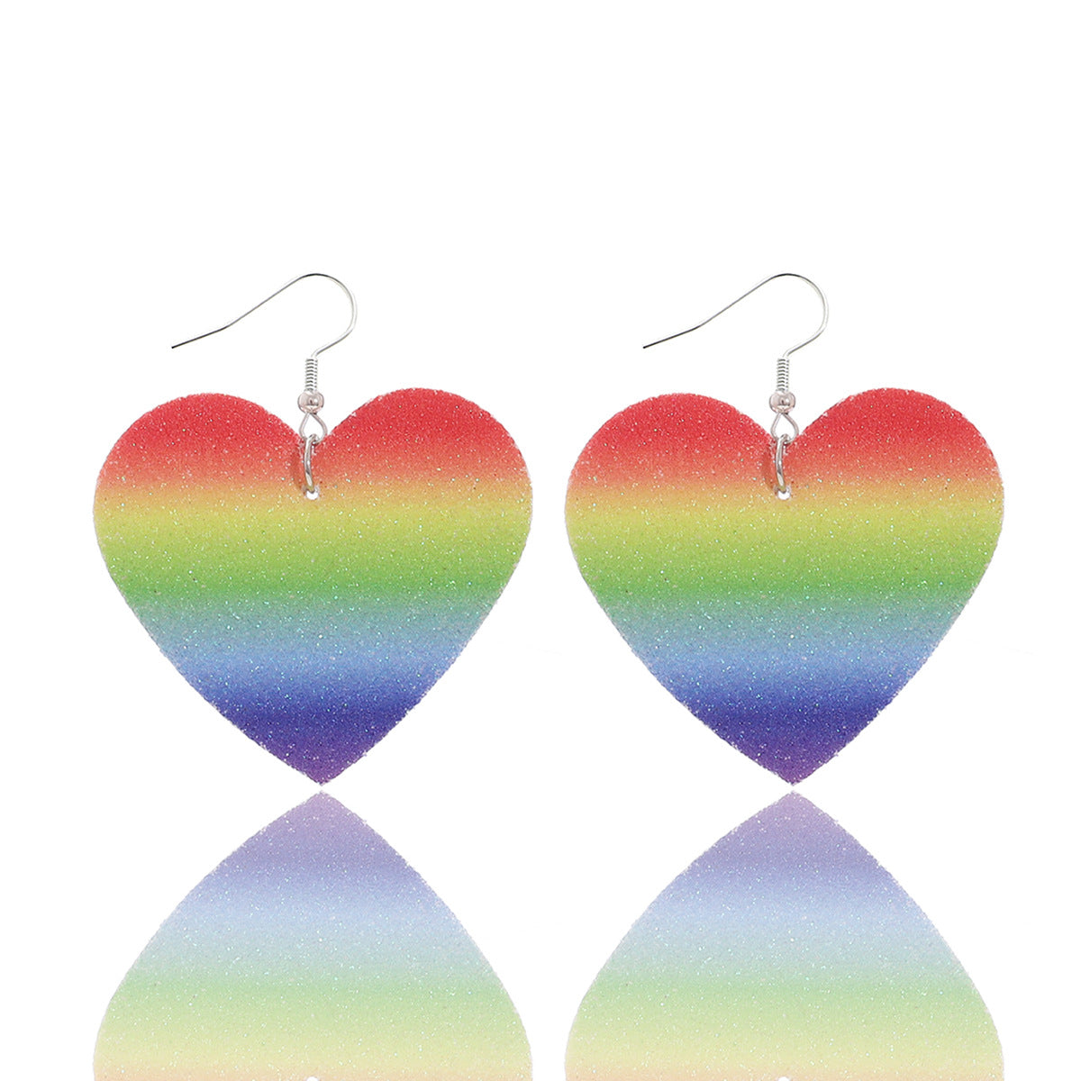 Wholesale Rainbow Stripe Love Butterfly Drop Leather Earrings