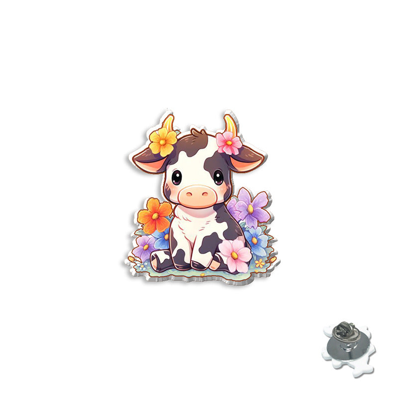 Wholesale Cartoon Cute Cow Brooch Acrylic Collar Pin