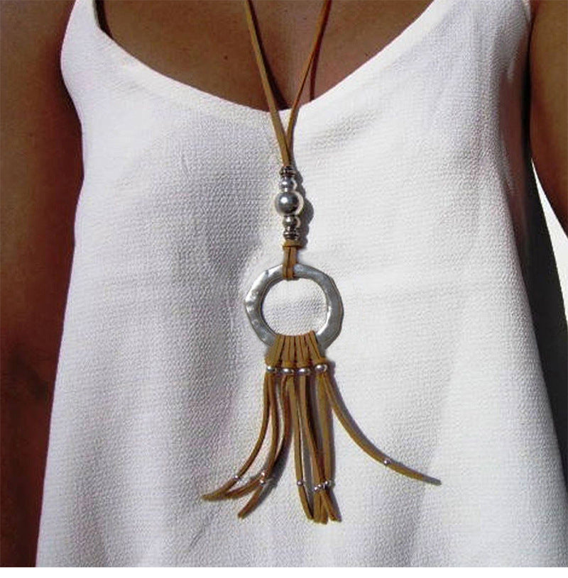 Wholesale Tassel Long Suede Rope Necklace