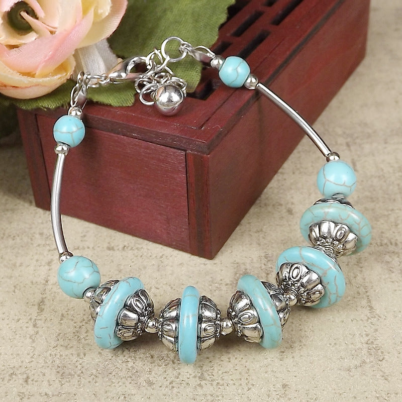 Wholesale Nepalese Retro Ethnic Style Turquoise Alloy Bracelet