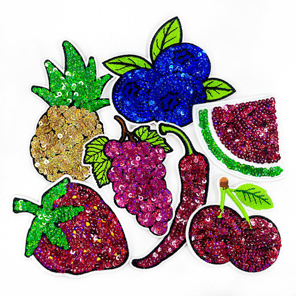 Wholesale Boutique Fruit Sequined Iron On Patches DIY Craft Supply For ets And Clothing