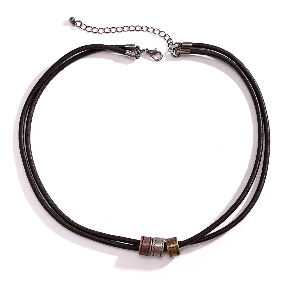 Wholesale Men's leather hoop necklace beaded clavicle necklace