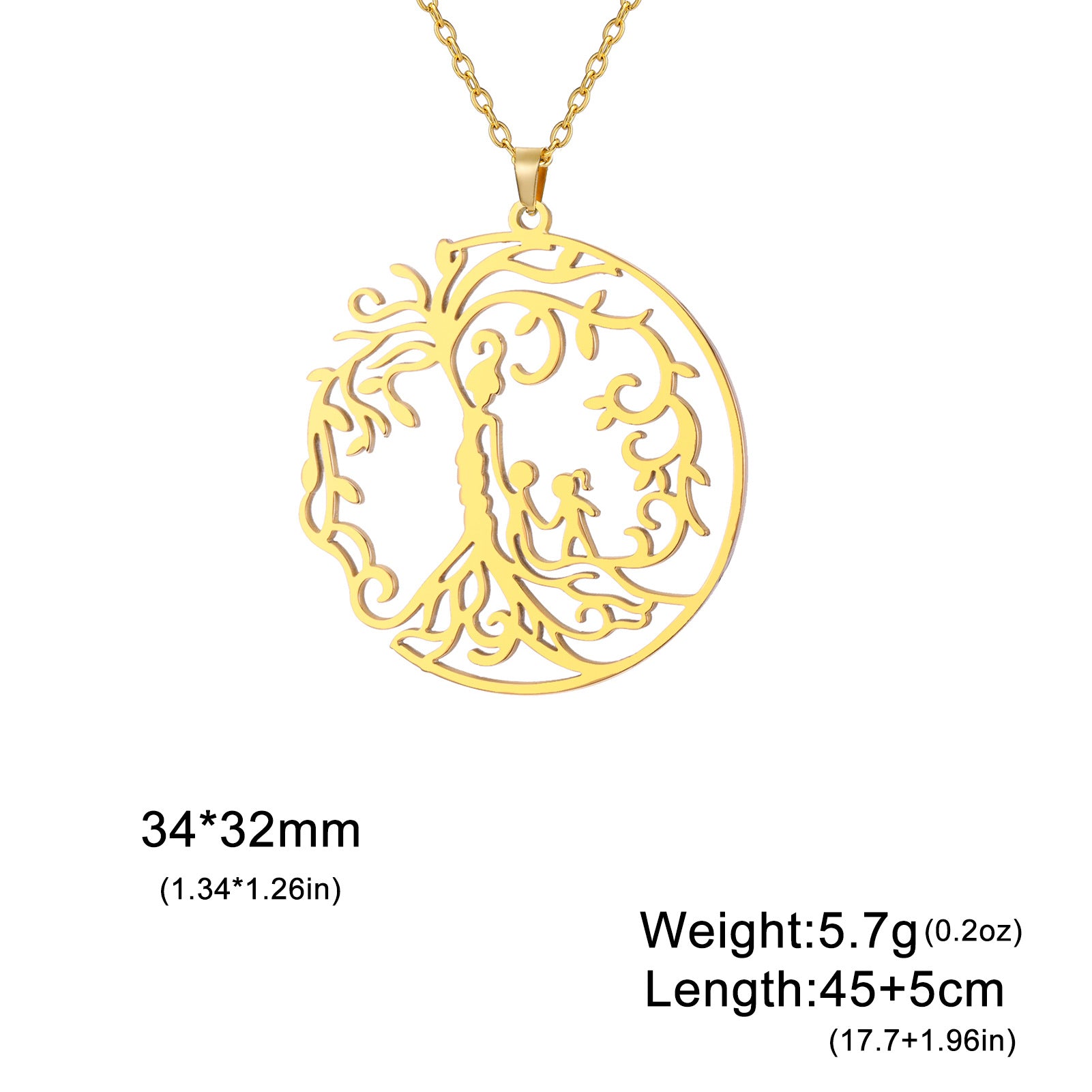 Wholesale Mother' s Day electroplated Tree of Life parent-child Stainless steel necklace