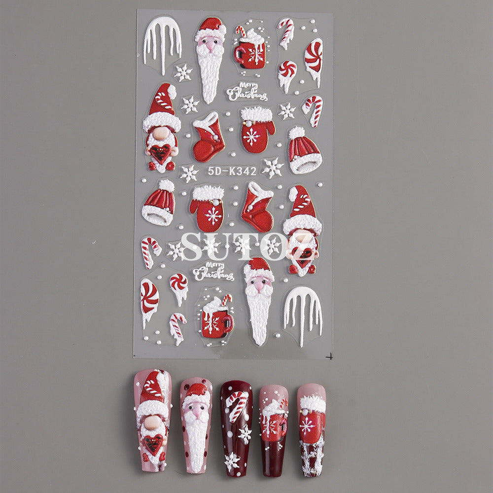 Wholesale 3pcs/pack Snowflake Bear Elk 5D Nail Art Stickers