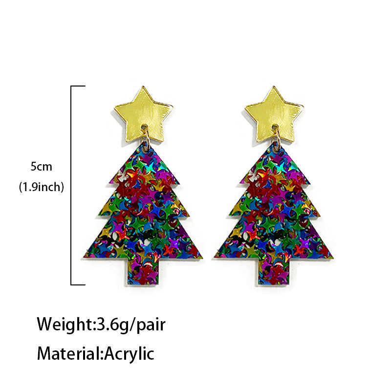 Wholesale Christmas Tree Glitter Mirror Acrylic Earrings