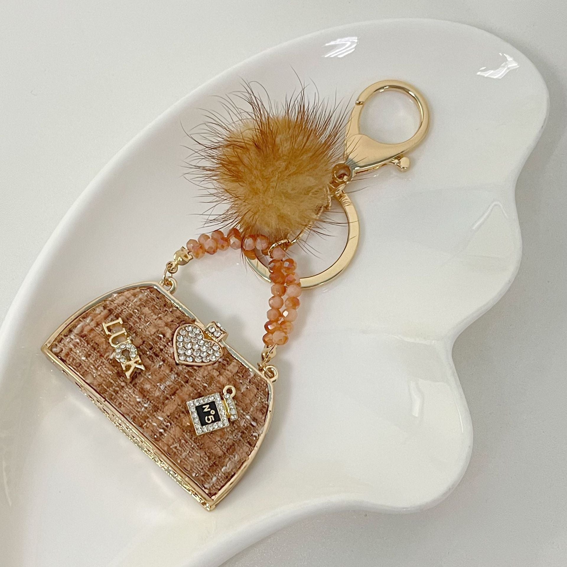 Wholesale Zinc Alloy Mink Hair Bag Keychain