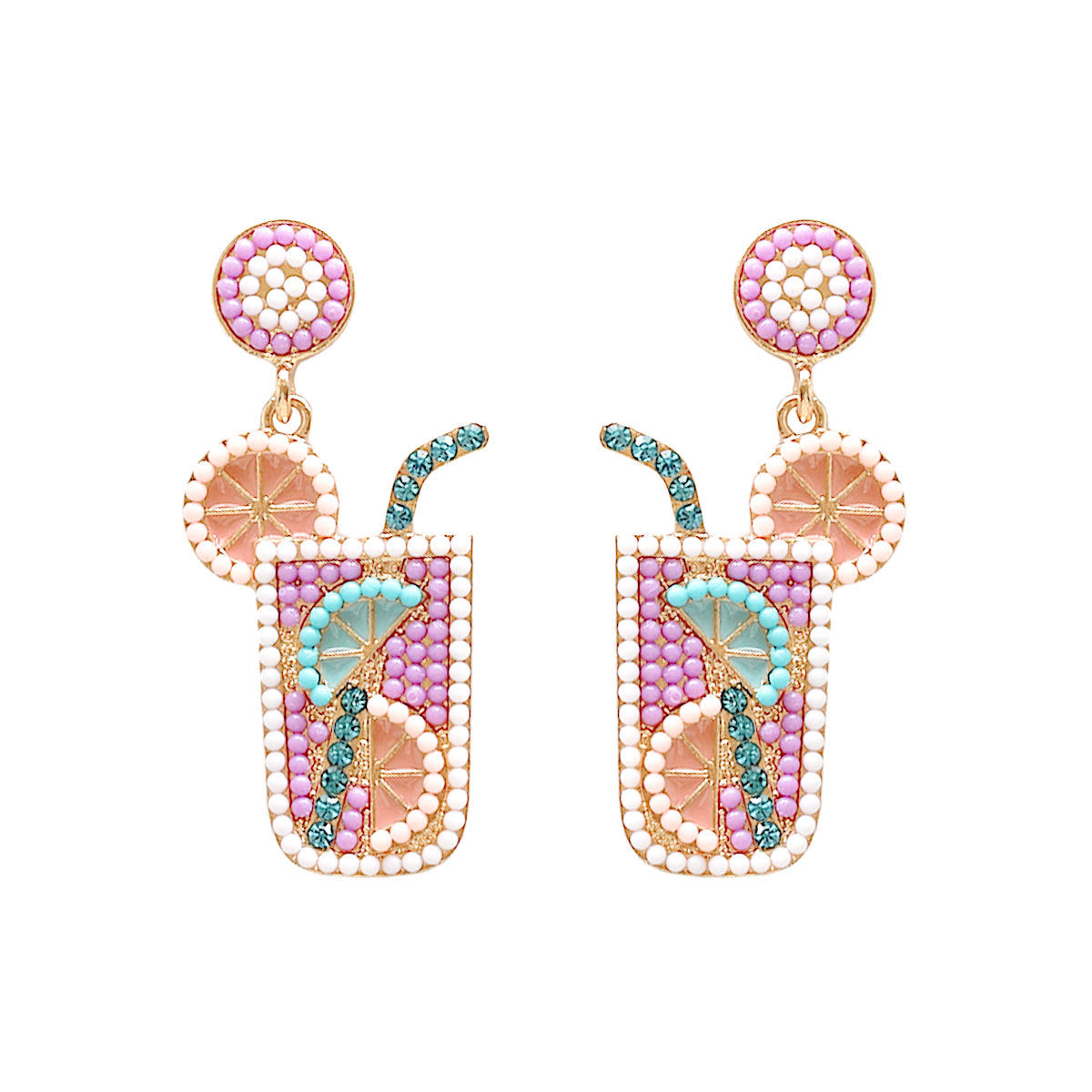 Wholesale Small Fresh Fruit Drink Rice Bead Earrings