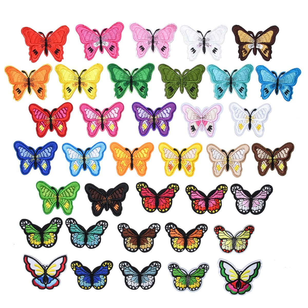 Wholesale Colorful Butterfly Flower Animal Embroidery Patches Felt Twill 37 Styles DIY Fashion Accessory For Bags Shoes Hats