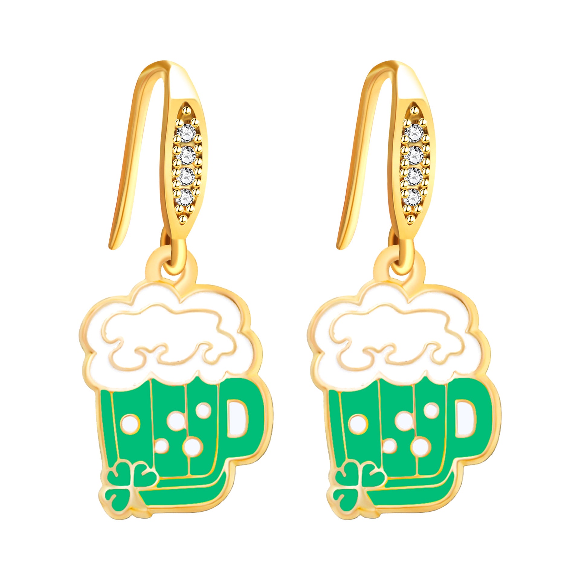 Wholesale St.  Patrick' s Day rainbow hat shamrock four-leaf clover earrings