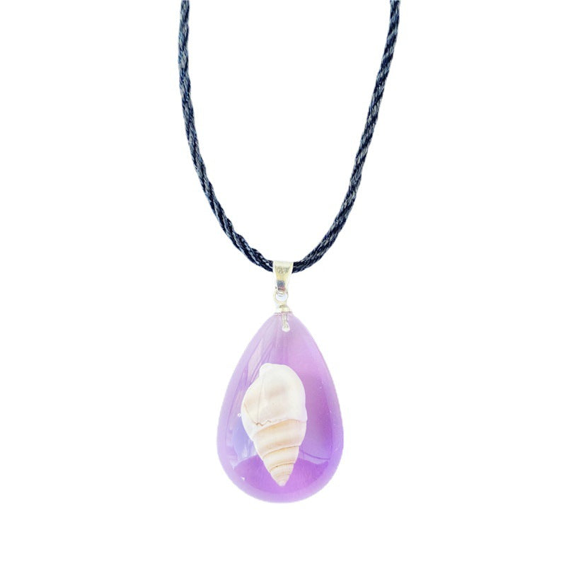 Wholesale Summer Conch Starfish Amber Pendant Necklace