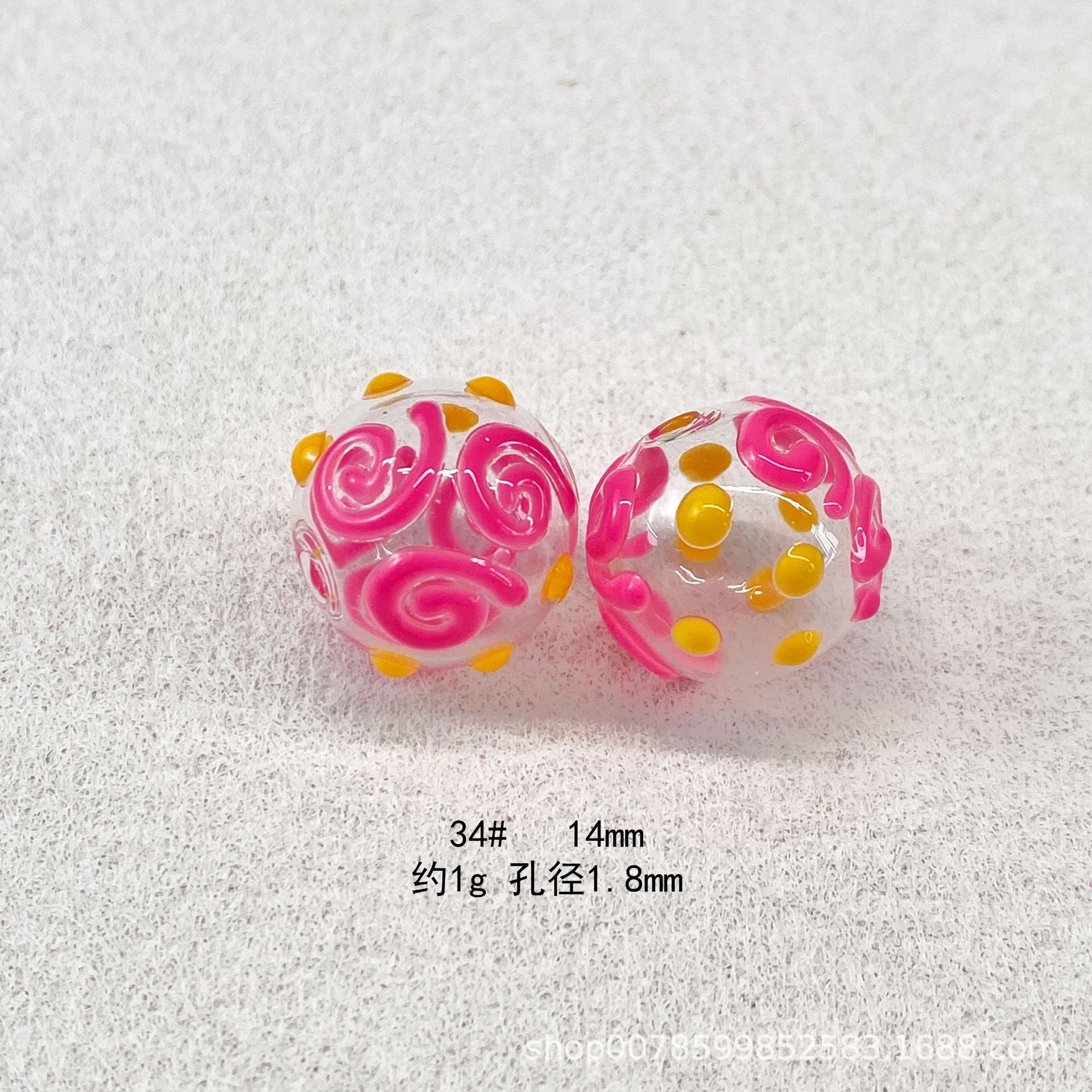 Wholesale 10pcs Transparent hollow glass heart-shaped polka dot hand-painted flower beads