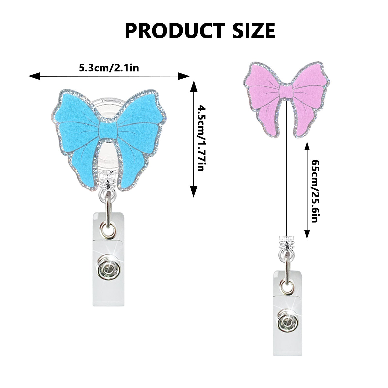 Wholesale Acrylic Pink Bow Retractable Rotating Badge Scroll badge reels