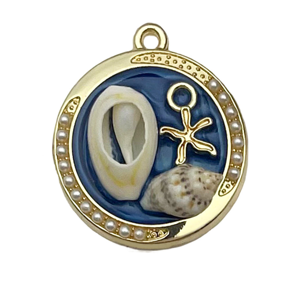 Wholesale Oil Painting Ocean Series DIY Alloy Oil Drop Pendant Necklace Earrings