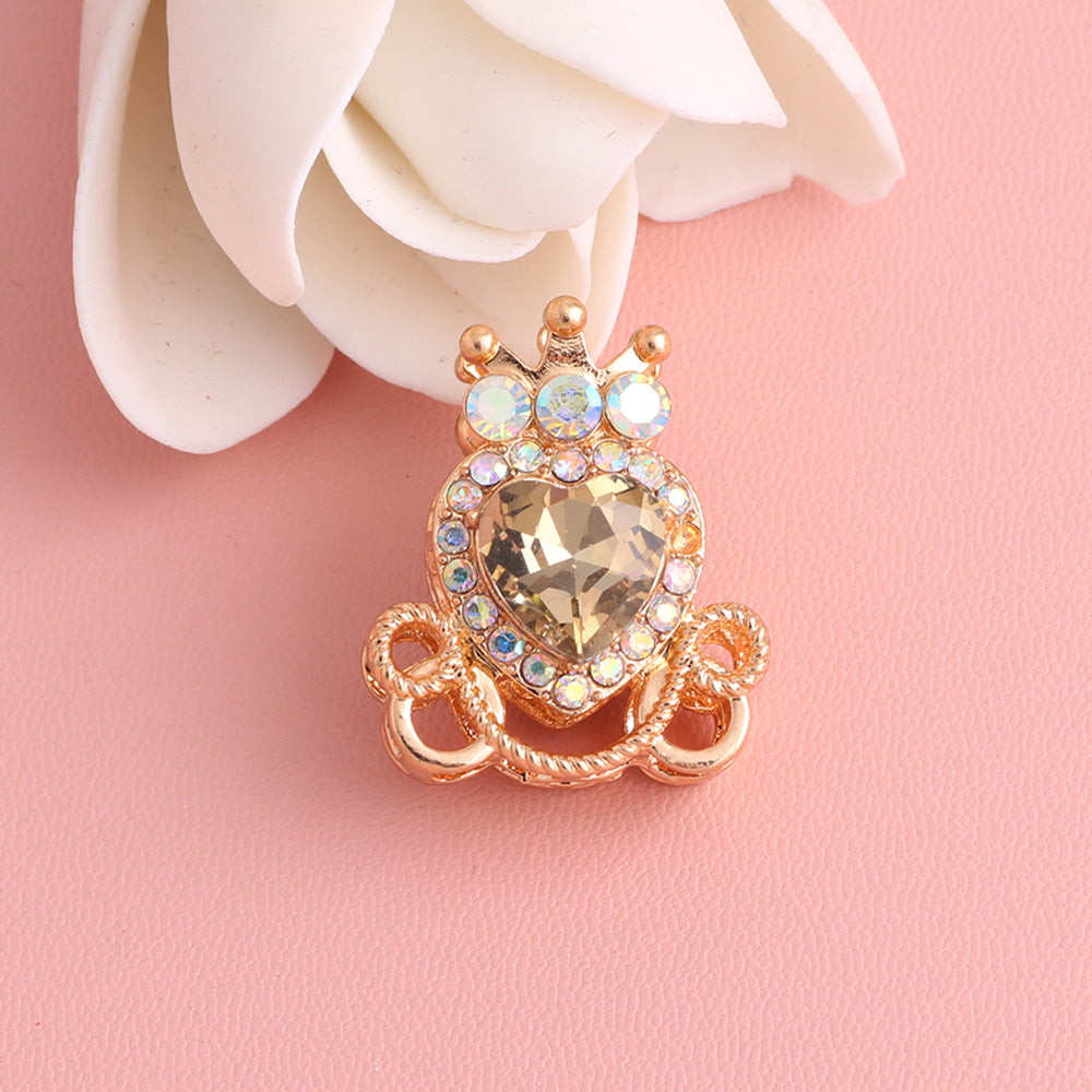 Wholesale 5pcs/pack  Pumpkin carriage heart-shaped crystal alloy rhinestone ball with straight hole  Fancy Beads