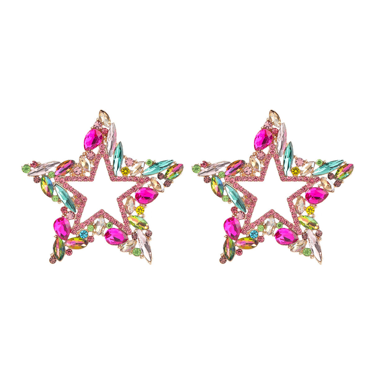 Wholesale Super Flash Claw Chain Rhinestone Diamond Pentagram Earrings