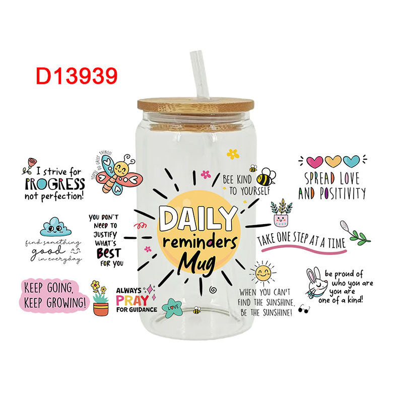 Wholesale English phrase series 16oz Cup UV DTF Wraps