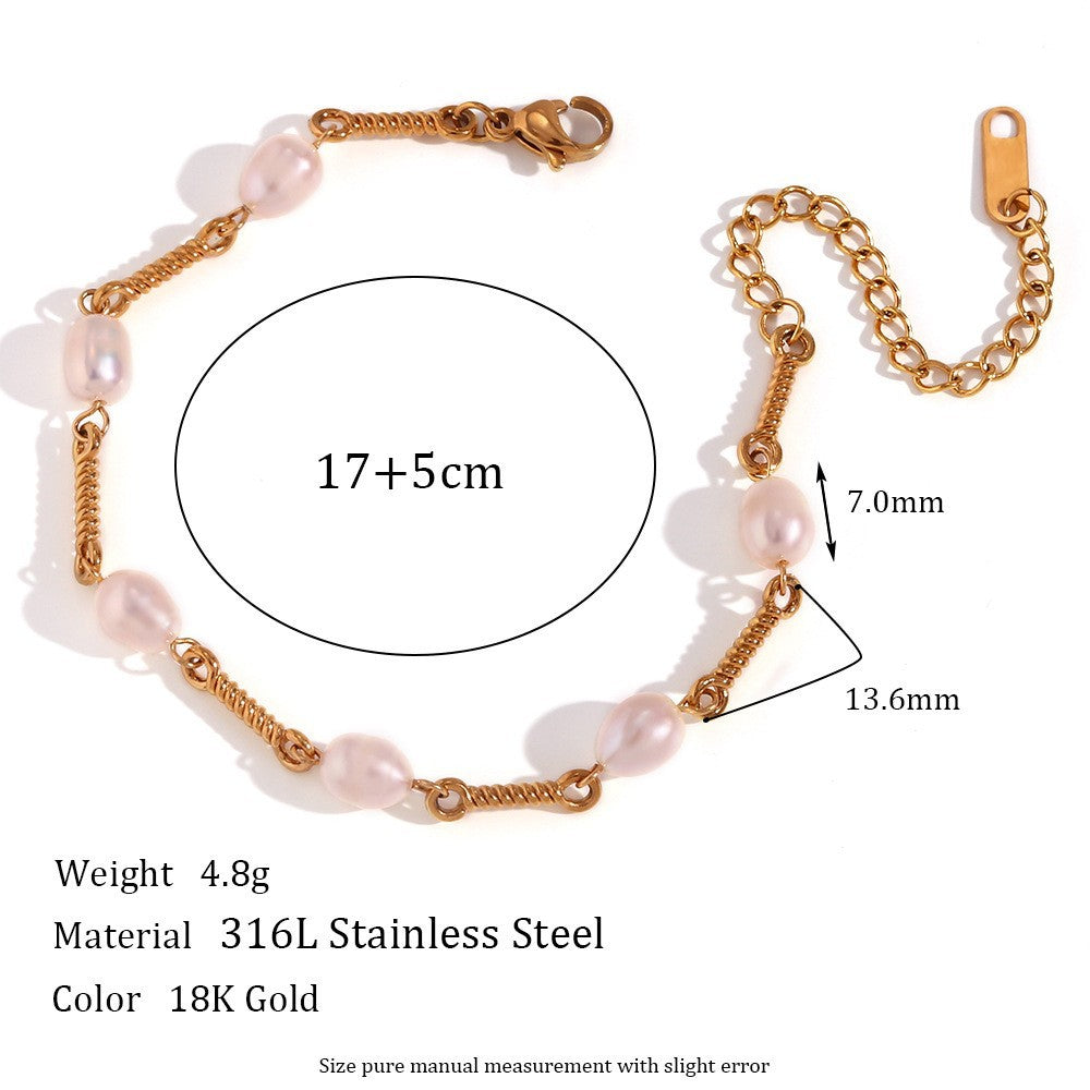 Wholesale Pearl gold-colored intertwined Stainless Steel Necklace