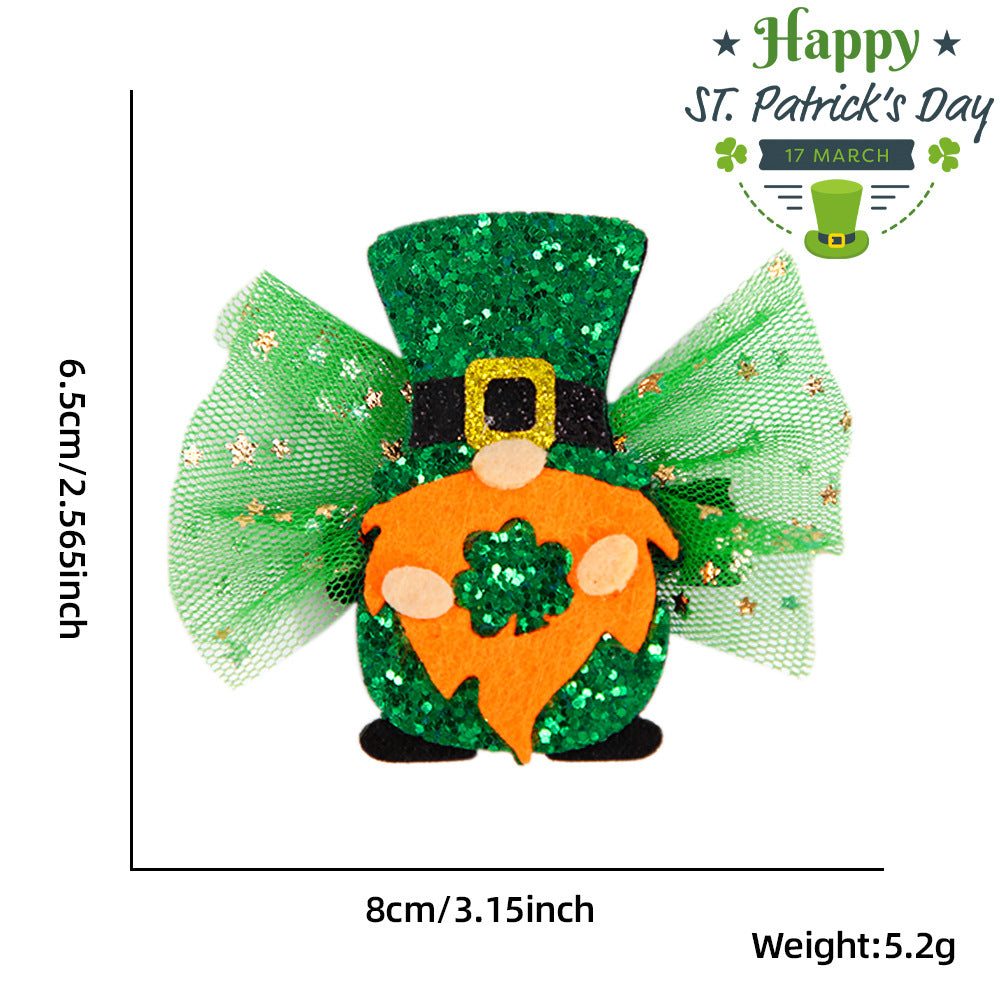 Wholesale Irish Festival Hair Clips Headwear St. Patrick's Day Party Green Mesh Hair Accessories