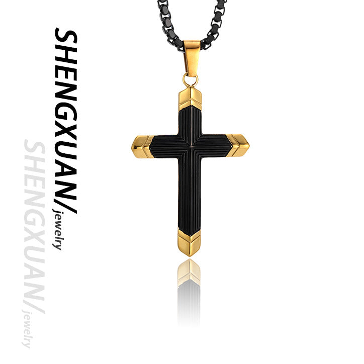 Wholesale Two Tone Cross Necklace 316 Stainless Steel Necklace