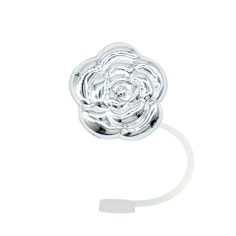 Wholesale 10pcs/packAcrylic Straw Cap Dust Plug Imitation Metal Shell