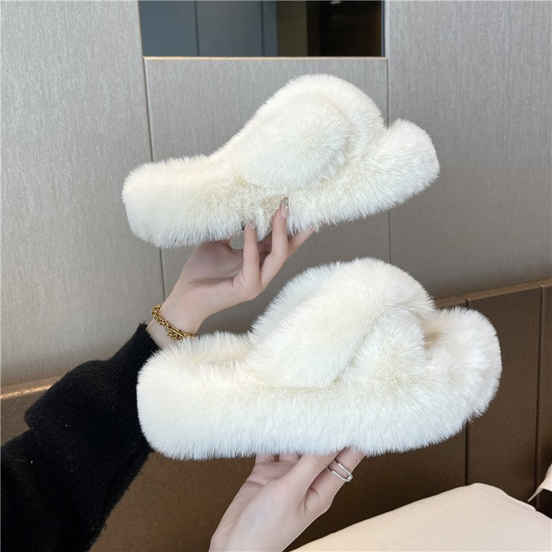 Wholesale Women's plush shoes slippers New thick bottom cotton slippers