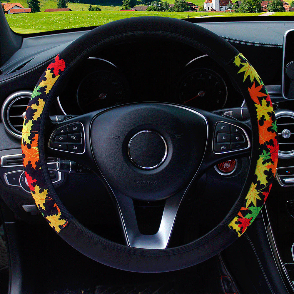 Wholesale Neoprene Color Matching Maple Leaf Elastic Band Car Steering Wheel Cover