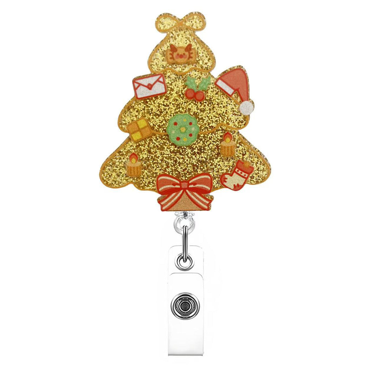 Wholesale Acrylic Christmas Cartoon Badge Clip Christmas Tree Clip Badge Reels