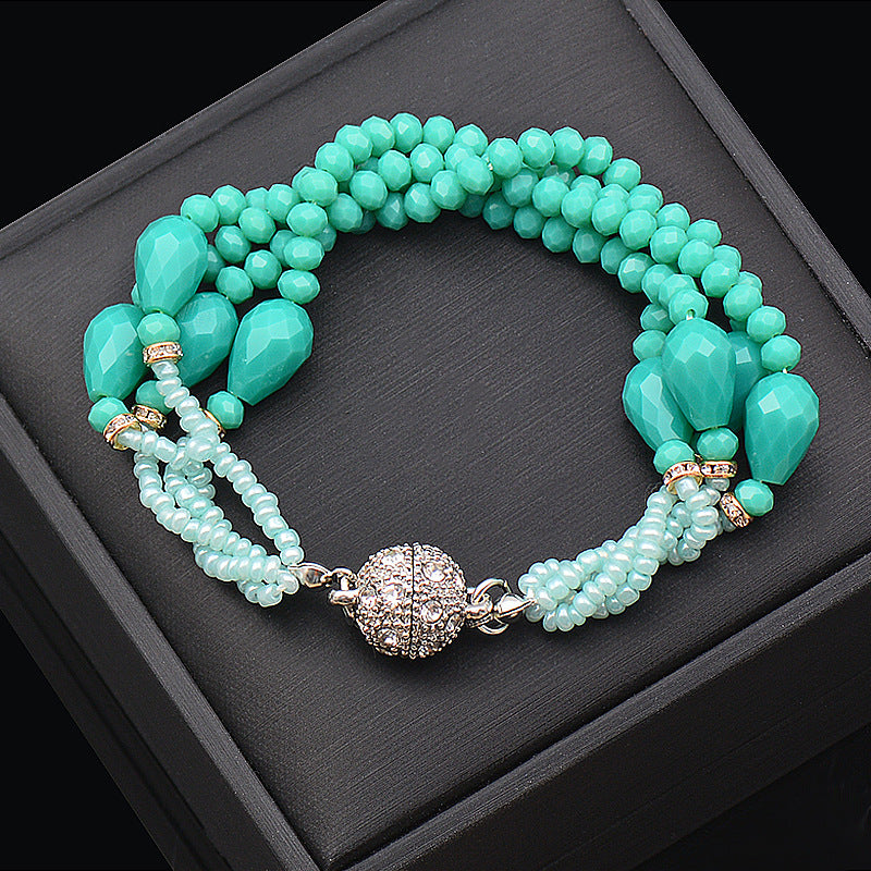 Wholesale Rhinestone Magnetic Clasp Teardrop-shaped Crystal Bracelet Necklace