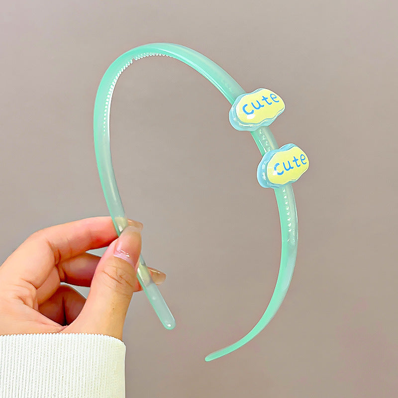 Wholesale Transparent jelly color headband cute cartoon headband with teeth non-slip