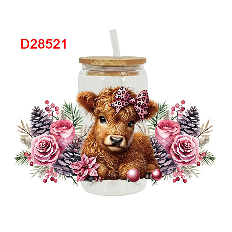 Wholesale Colorful Cartoon Cow 16oz Cup UV DTF Wraps