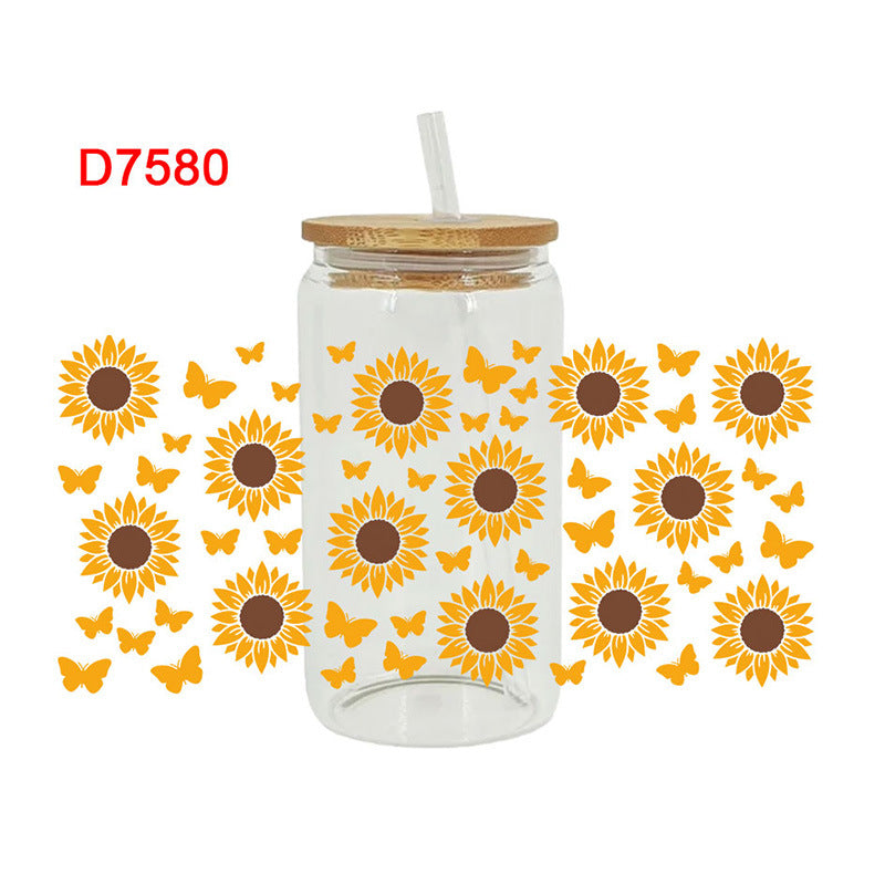 Wholesale Flower Butterfly Cactus 16oz Cup UV DTF Wraps
