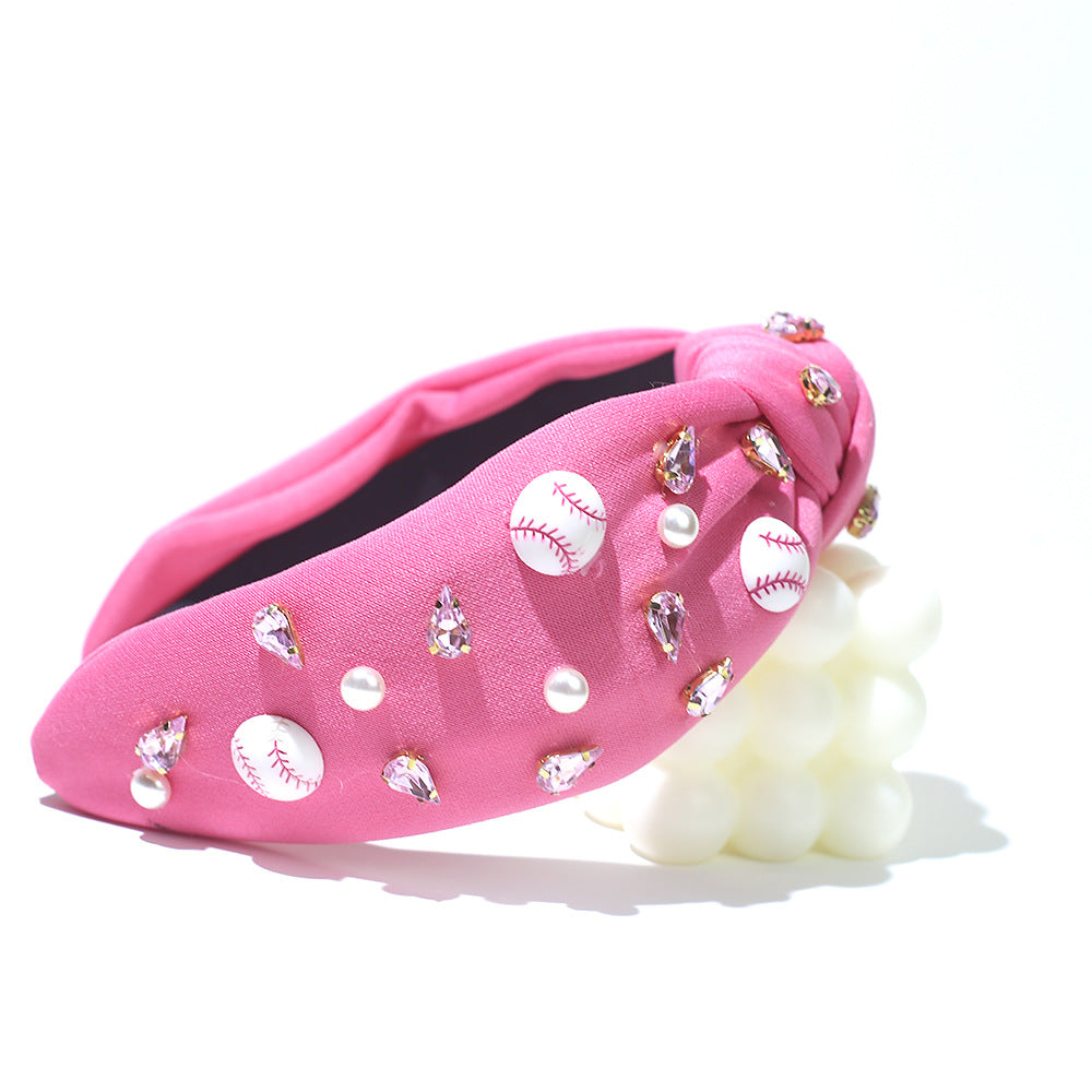 Wholesale Diamond-encrusted Baseball Wide-brimmed Fabric Headband