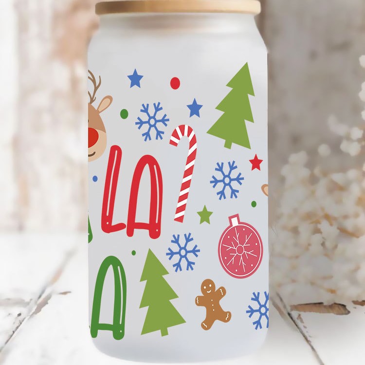 Wholesale Colorful Christmas Series  16oz Cup UV DTF Wraps