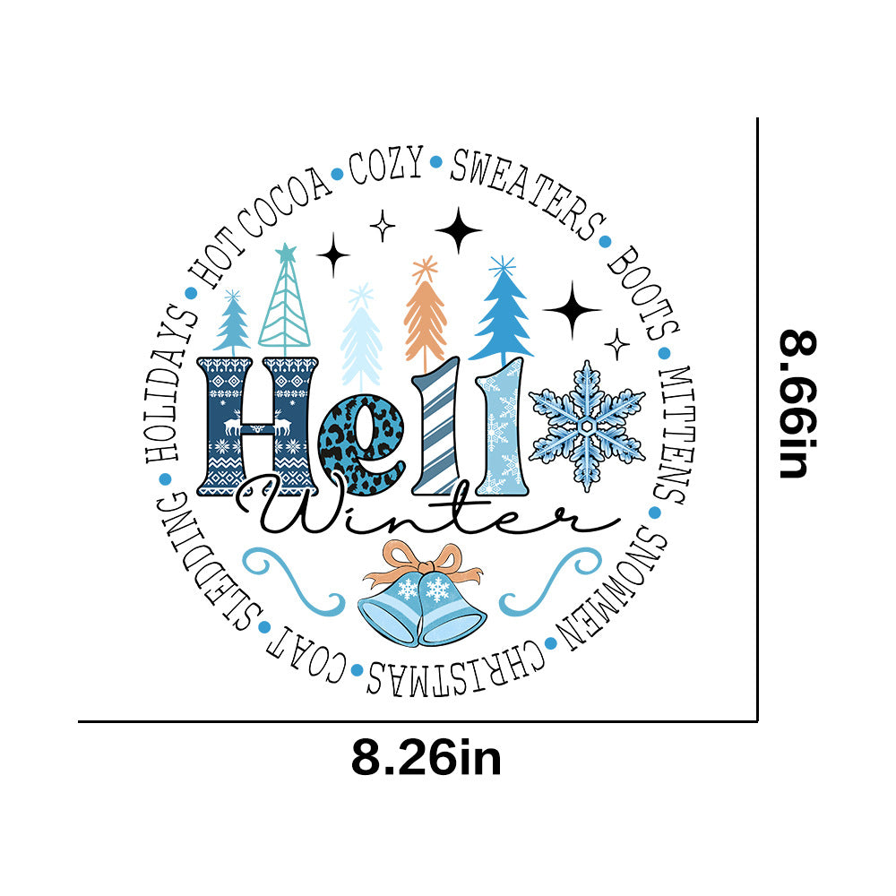 Wholesale 10pcs/pack Winter snowflake white ink heat transfer sticker for clothing  UV DTF ready-to-use transfer stickers