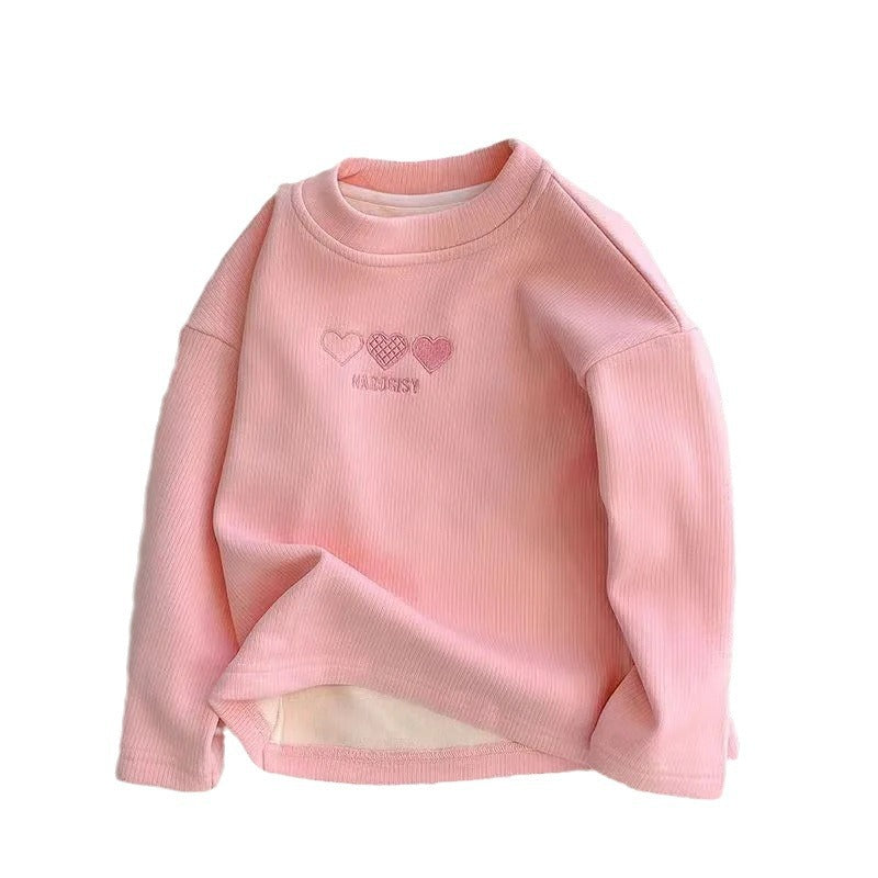 Whoelsale Solid Color Heart Plush Cotton Base Sweater