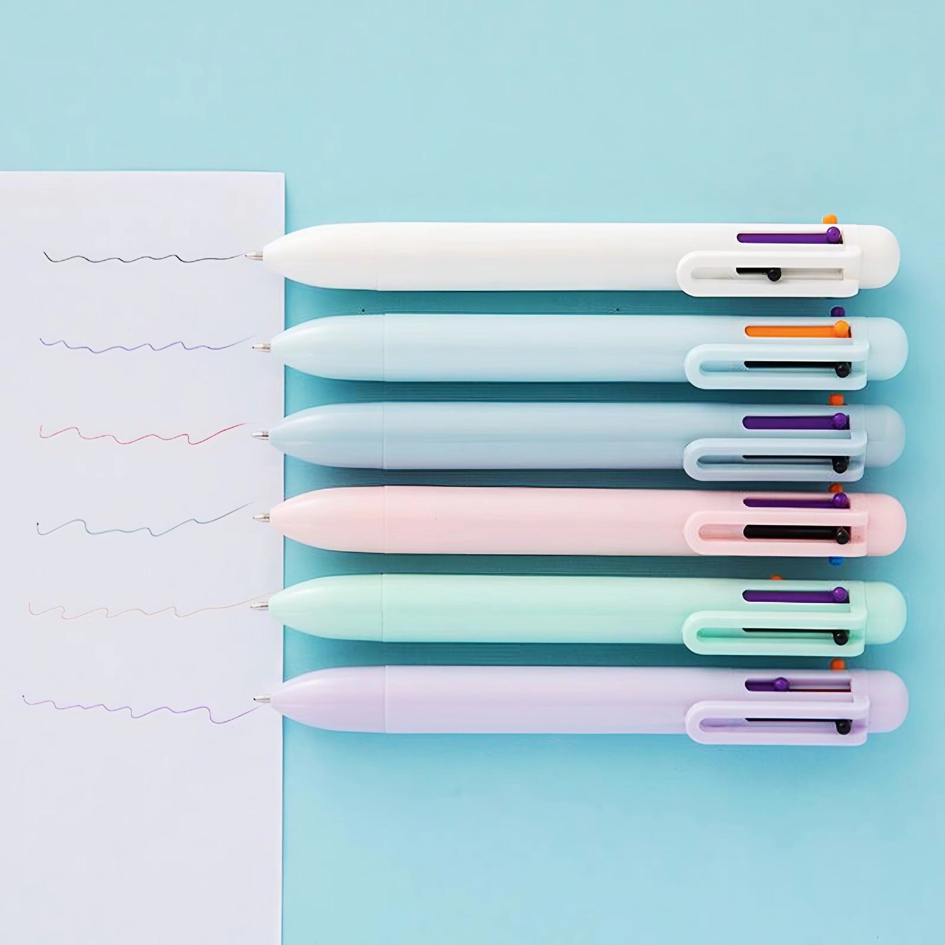 Wholesale Creative Six-color Plastic Push-button Ballpoint Pens