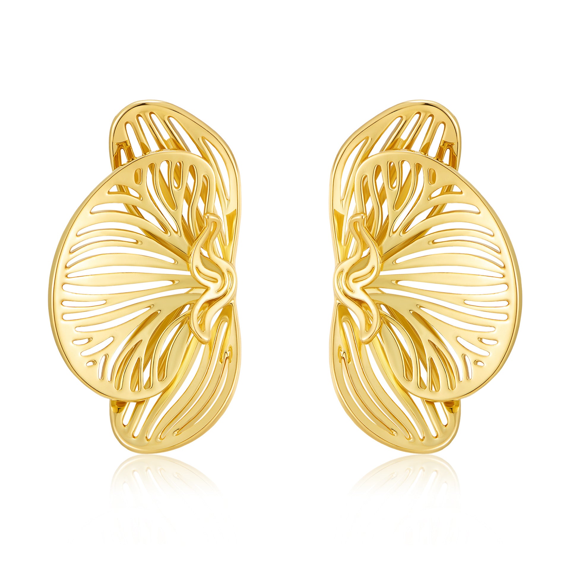 Wholesale Golden geometric butterfly hollow earrings