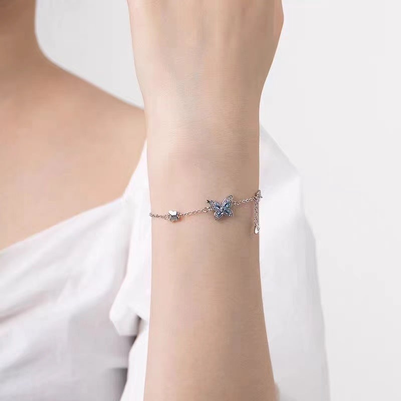 Wholesale Zircon tassel butterfly niche design versatile bracelet