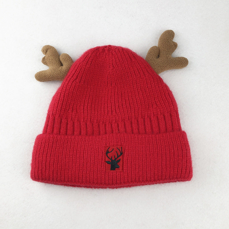 Wholesale Christmas Hat Winter Plush Warm Knitted Hat Cute Antler Beanie