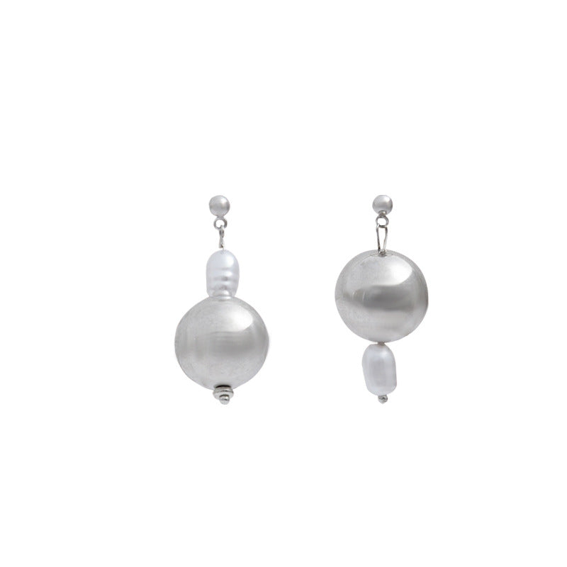 Wholesale Irregular Geometric Round Pearl Alloy Earrings