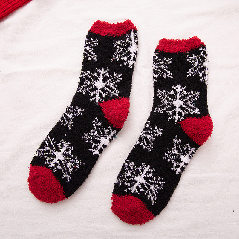 Wholesale Christmas Winter Women's Home Coral Plush Thick Sleeping Socks