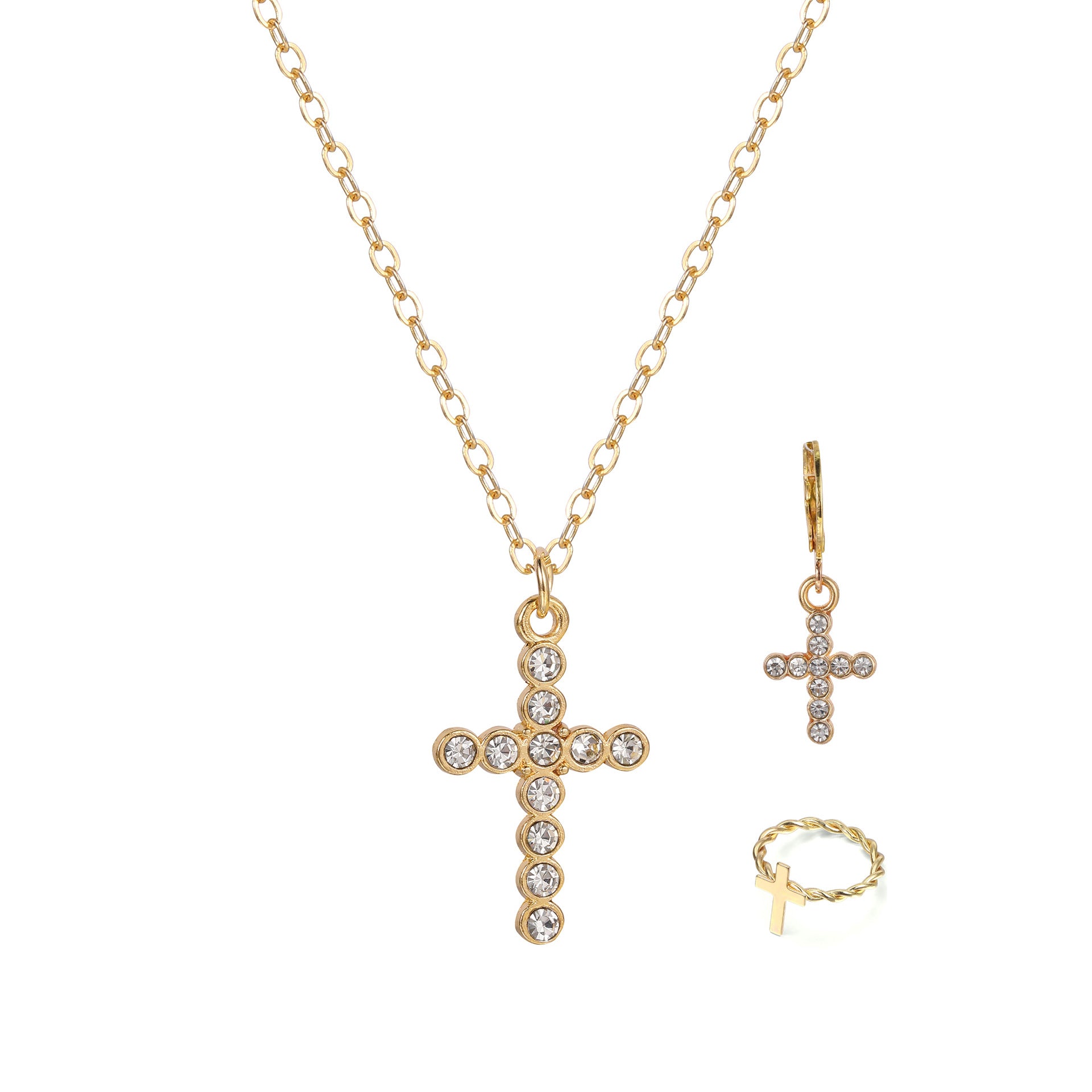 Wholesale Cross Ring Earring Necklace Set