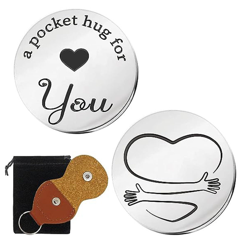 Wholesale Pocket Hug Series Stainless Steel Leather Keychain