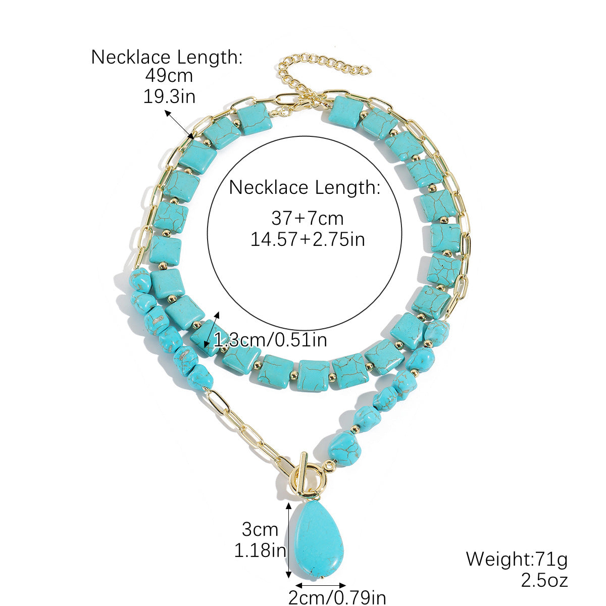 Wholesale Natural stone pendant fashionable and versatile turquoise necklace