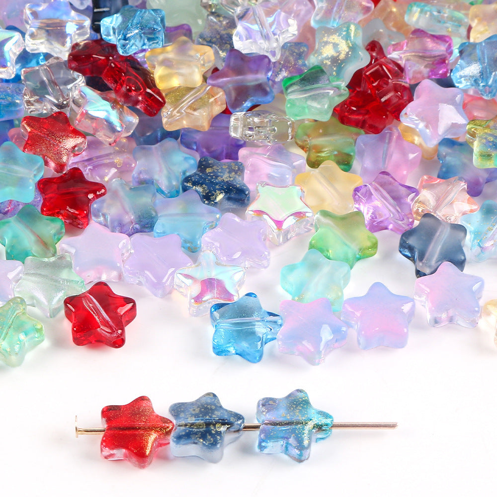 Wholesale 20pcs Color-Plated Five-Pointed Star Glass Handmade DIY Acrylic Beads