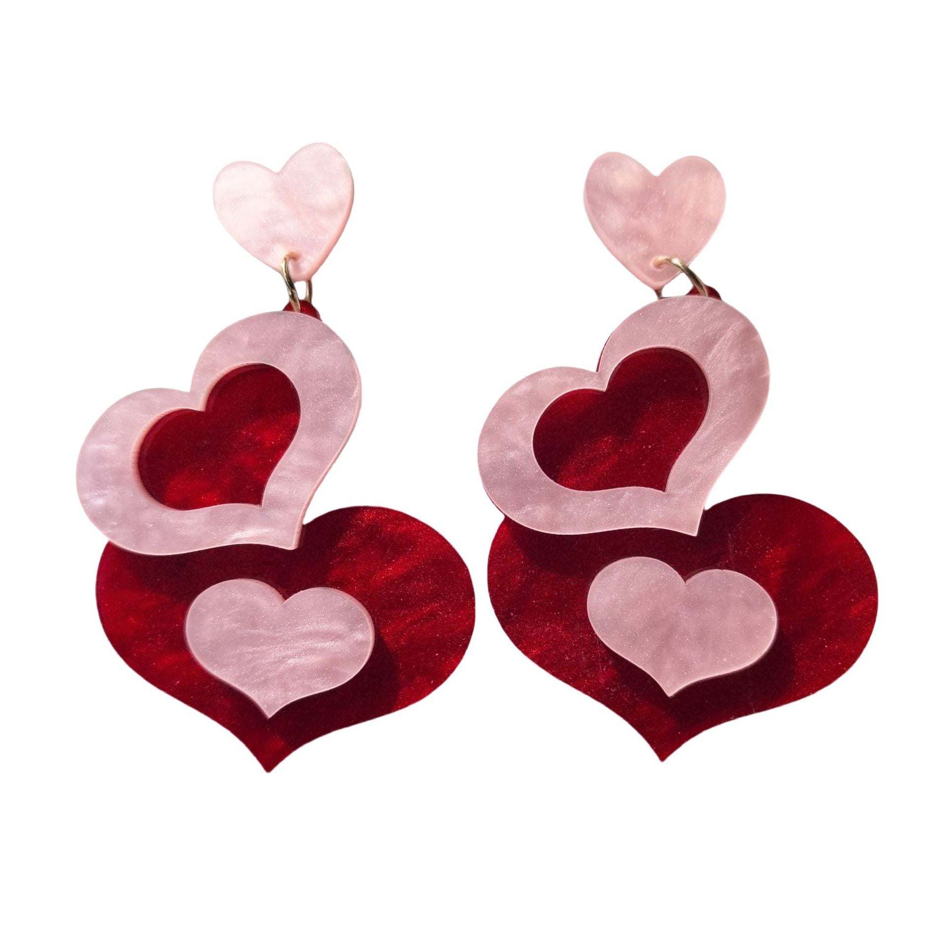 Wholesale Valentine' s Day Red Pink Love Envelope Acrylic Earrings