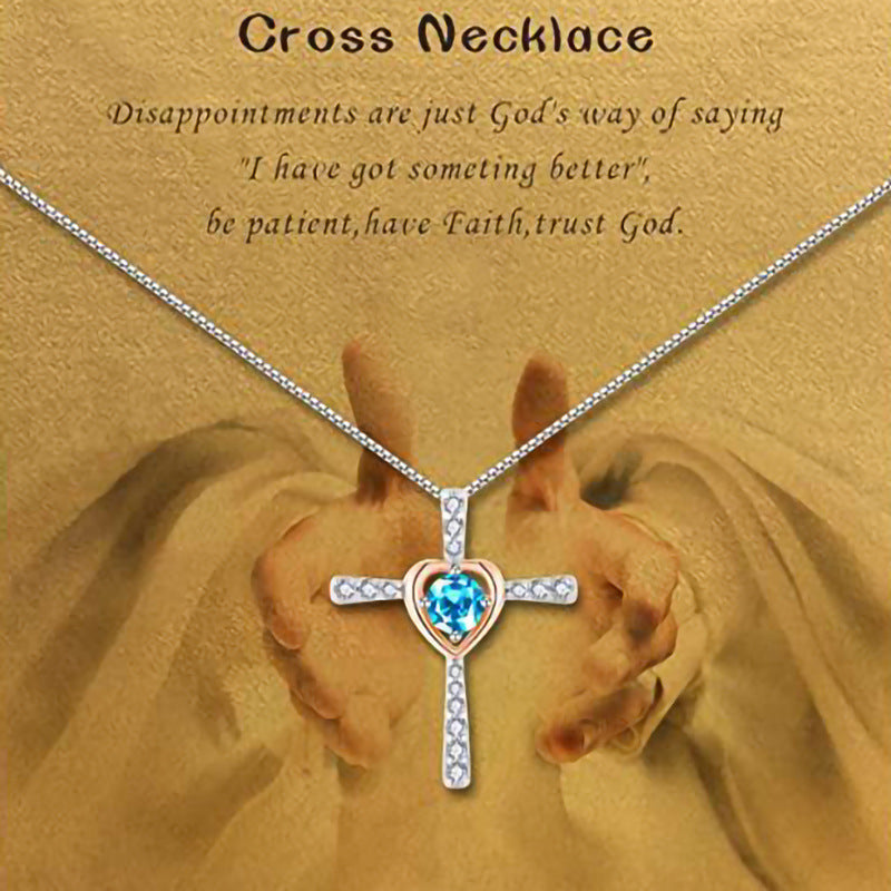 Wholesale Heart Shaped Hao Stone Cross Ladies Necklaces
