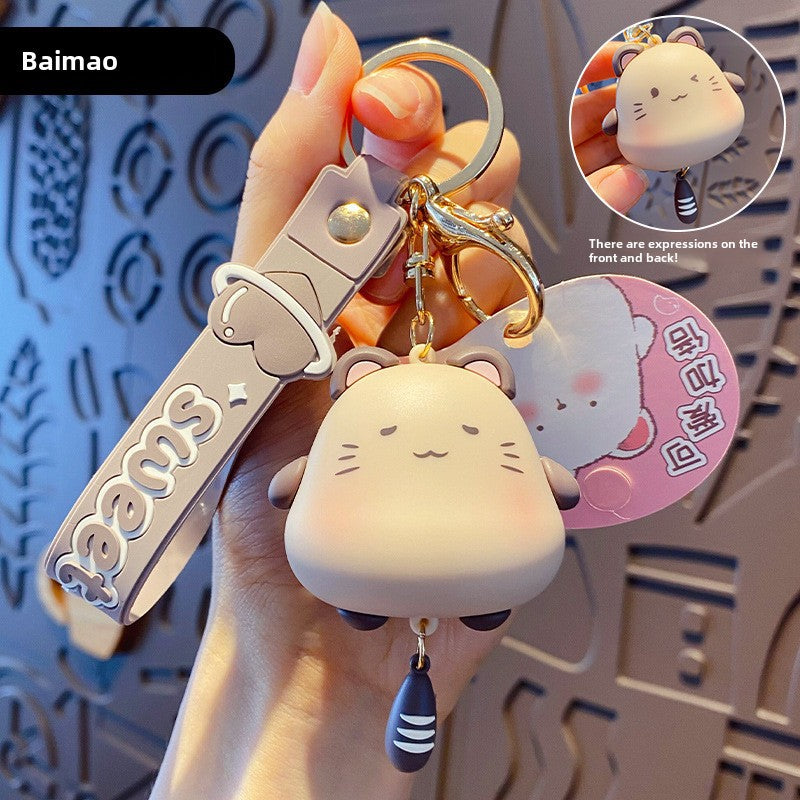 Wholesale Cute Cat Trendy Car Panda Keychains Couple Schoolbag Pendant